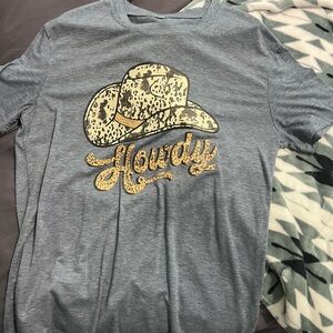 Gray T-Shirt with Cowboy Hat Graphic